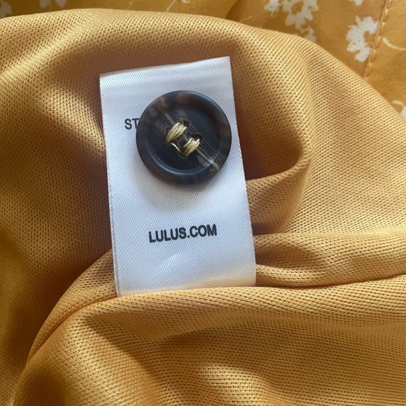Lulus Dress After Bloom Delight Golden Yellow Floral High Low Mid XS - Picture 7 of 7